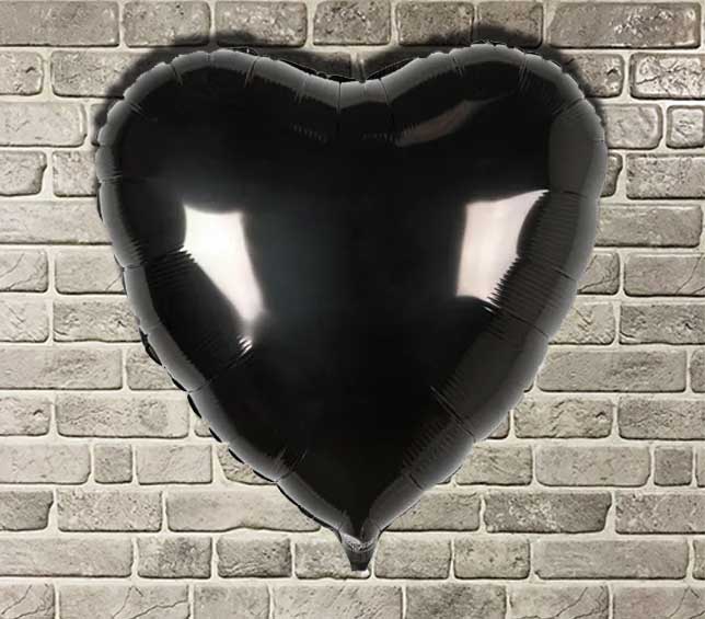 Фольгированные шары сердце малое "Черное" (BLACK)