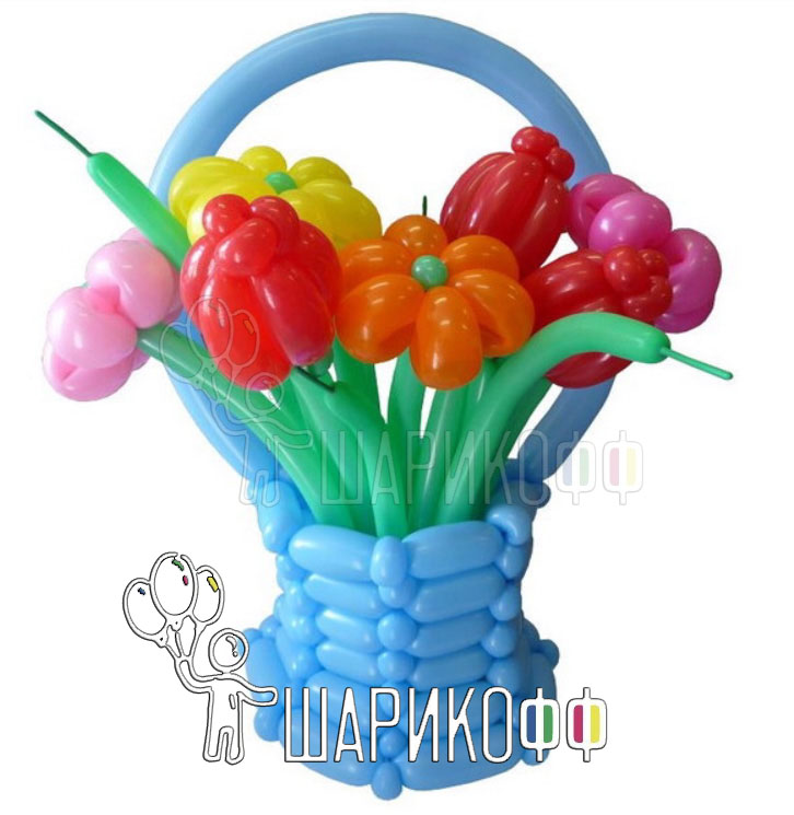 Воздушные шары цветы "Корзинка №3"