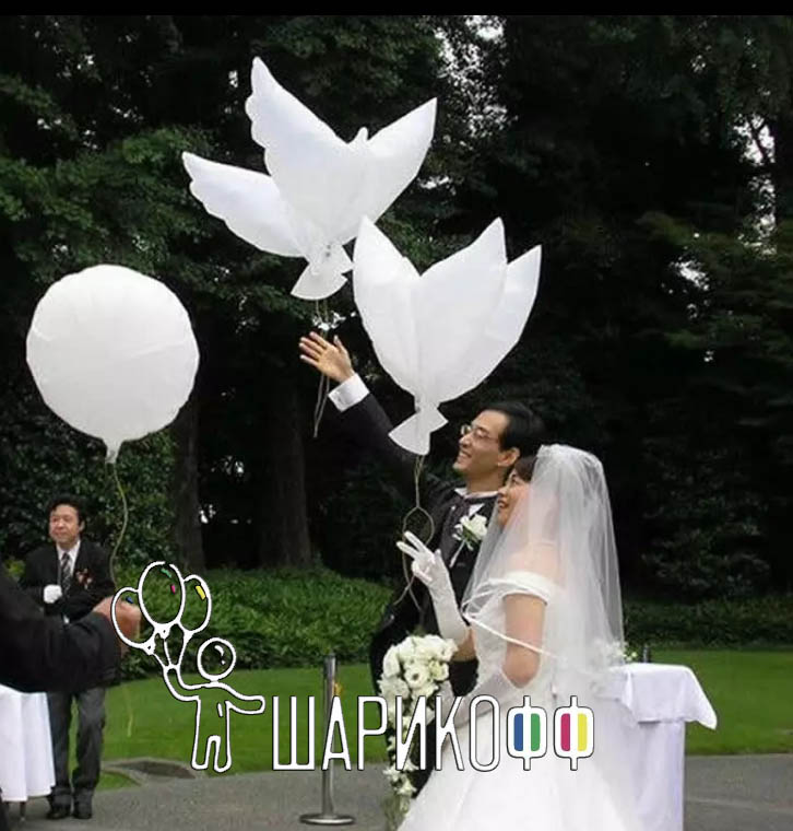 Оформление свадьбы воздушными шарами "Голуби"