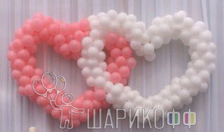Композиция из шаров на свадьбу "Сердце Сдвоенное" №1