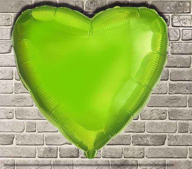 Фольгированные шары сердце малое "Лайм" (LIME GREEN)
