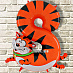 Фольгированный шар цифра животное 8 "Кот" с гелием