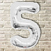 Фольгированный шар цифра 5 "Серебро" с гелием