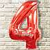Фольгированный шар цифра 4 "Красная" с гелием